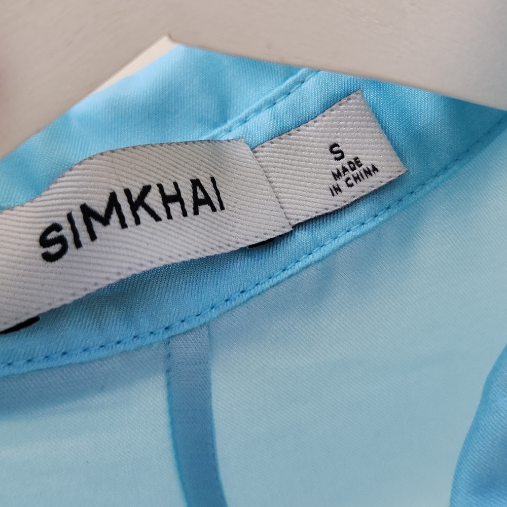 SIMKHAI Silk Short Sleeve Button Front Maxi Dress - Picture 9 of 9